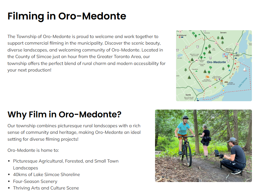 Filming in Oro-Medonte